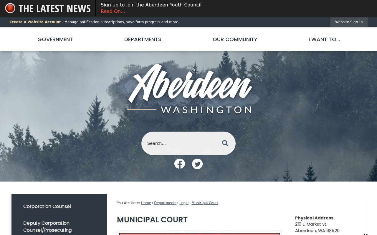 Aberdeen Municipal Court record and contact page
