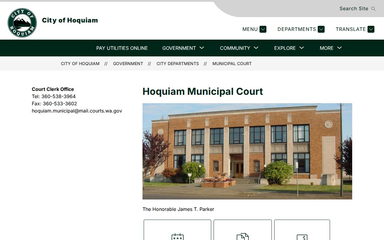 Official Hoquiam Municipal Court schedule and public access page