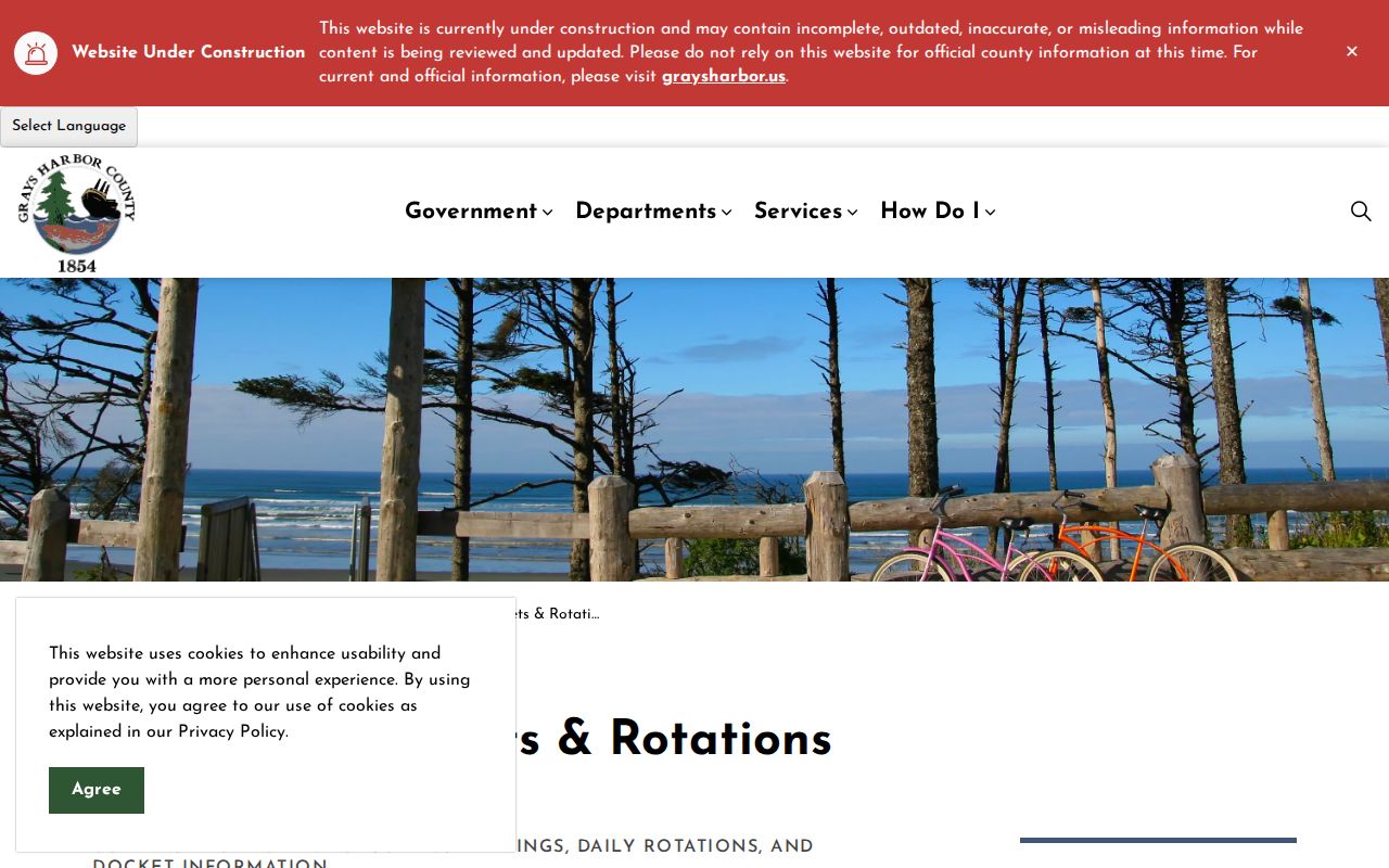 Grays Harbor County court docket calendar posting page
